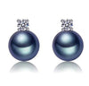 Freshwater pearls which can be purple or pink in colour and feature a swarovski crystal sitting on top which the earrings' backing is situated.