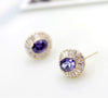 Stud Earings with Amethyst Swarovski Crystal