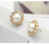 Stud Pearl Earrings with Simulated Swarovski