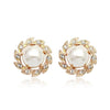 Stud Pearl Earrings with Simulated Swarovski