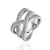 Sparkling Stack Cross Ring with Swarovski Crystals
