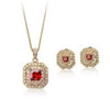 Gold Finish Jewellery Set with Swarovski Ruby Crystals
