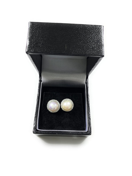 Large Silver Pearl Earrings