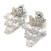women's platinum crystals butterfly earrings