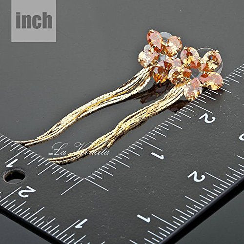 Flower Tassel Earrings With Swarovski Crystals