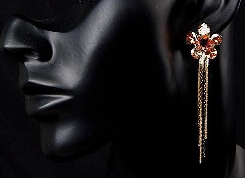 Flower Tassel Earrings With Swarovski Crystals