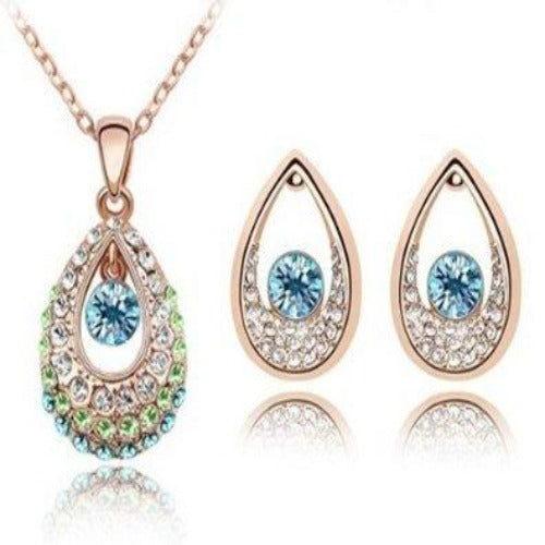 Angelic Earrings and Necklace Set with Swarovski Crystal