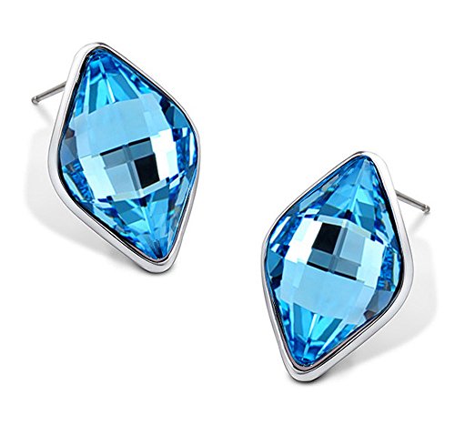 Blue Ocean Stud Earrings With Swarovski Crystals