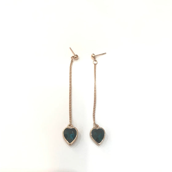 Heart Drop Earrings with Swarovski Crystals