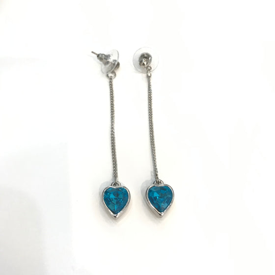 Heart Drop Earrings with Swarovski Crystals