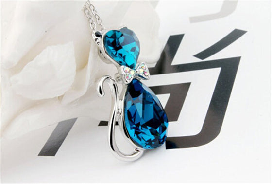 Crystal Cat Necklace with Swarovski Crystals