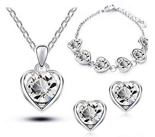 Sparkle Heart Jewellery Set - White Gold