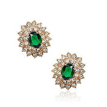  Stud Earrings With Emerald Swarovski Crystals