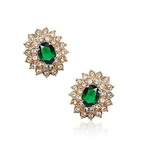 Stud Earrings With Emerald Swarovski Crystals