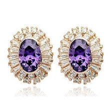  Stud Earings with Amethyst Swarovski Crystal