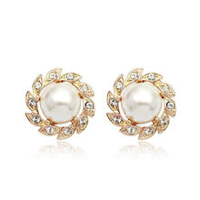  Stud Pearl Earrings with Simulated Swarovski