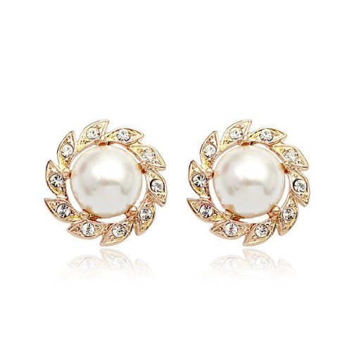 Stud Pearl Earrings with Simulated Swarovski