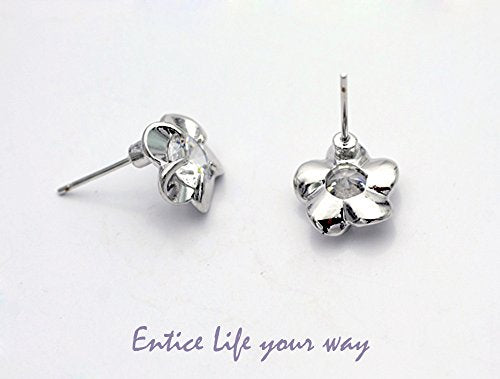 Flower Stud Earrings with Diamond Swarovski Crystal