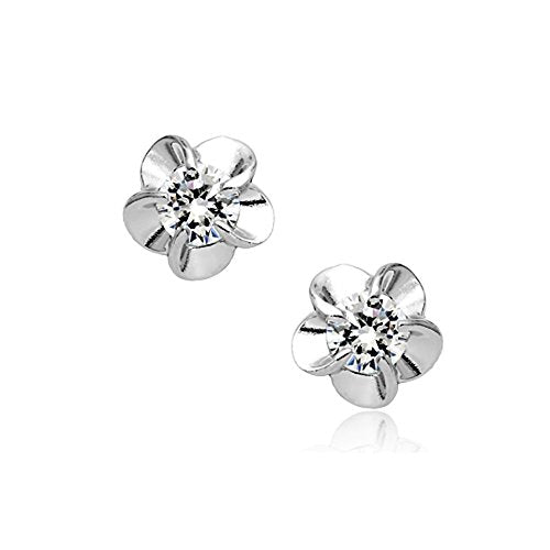 Flower Stud Earrings with Diamond Swarovski Crystal