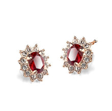  Princess Stud Earrings with Ruby Swarovski Crystals
