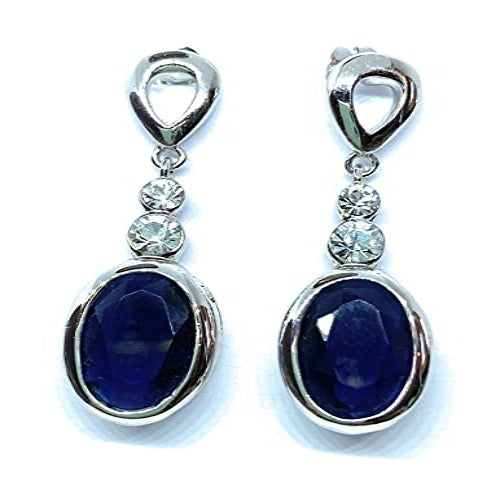 Drop Earrings with Deep Blue Swarovski Crystals