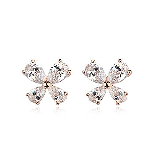 Rose Gold Leaf Earrings with Swarovski Crystal