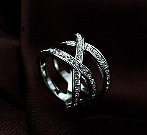 Sparkling Stack Cross Ring with Swarovski Crystals