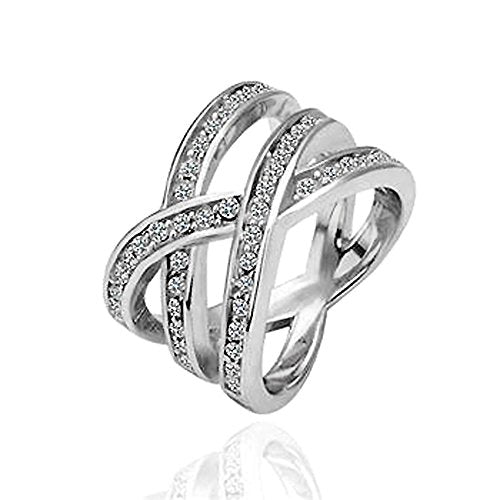 Sparkling Stack Cross Ring with Swarovski Crystals