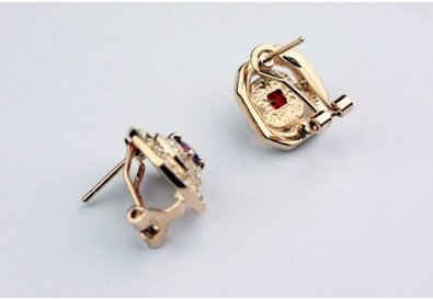 Gold Finish Jewellery Set with Swarovski Ruby Crystals