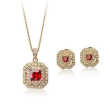  Gold Finish Jewellery Set with Swarovski Ruby Crystals