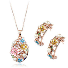  Enamel Flower Delicate Earrings and Necklace Set