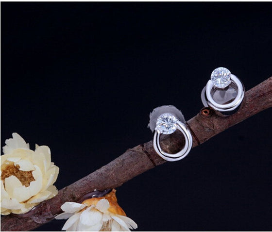 Pretty Silver Stud Loop Earrings