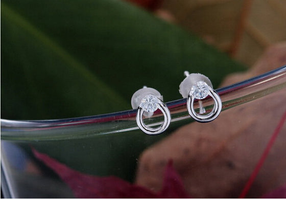 Pretty Silver Stud Loop Earrings