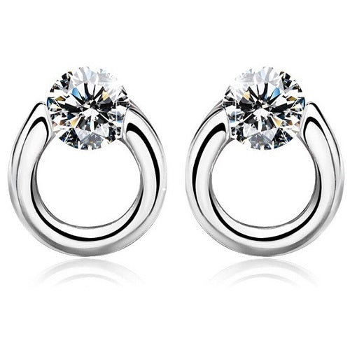 Pretty Silver Stud Loop Earrings