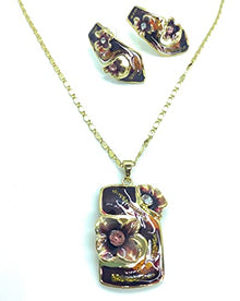  Enamel Flowers Jewellery Set