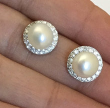  Large Silver Pearl Earrings