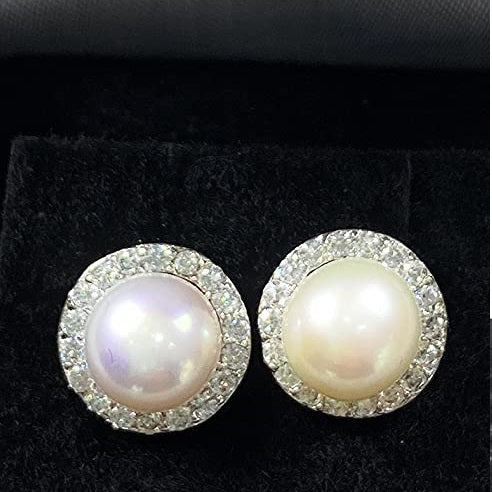 Large Silver Pearl Earrings